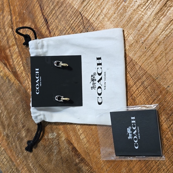 COACH Two-Tone Signature C Double Drop Earrings - Picture 1 of 6